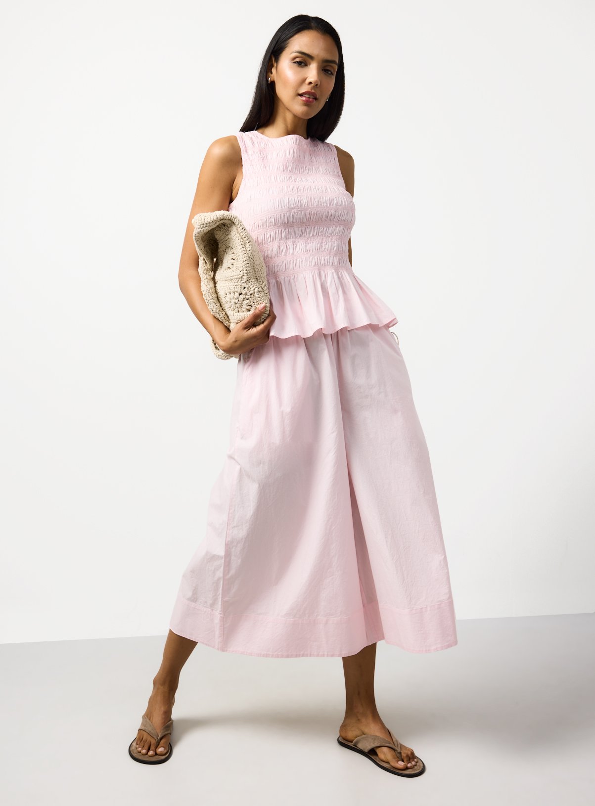 Light Pink Poplin Shirred Sleeveless Co-ord Top 18 - Image 2 thumbnail